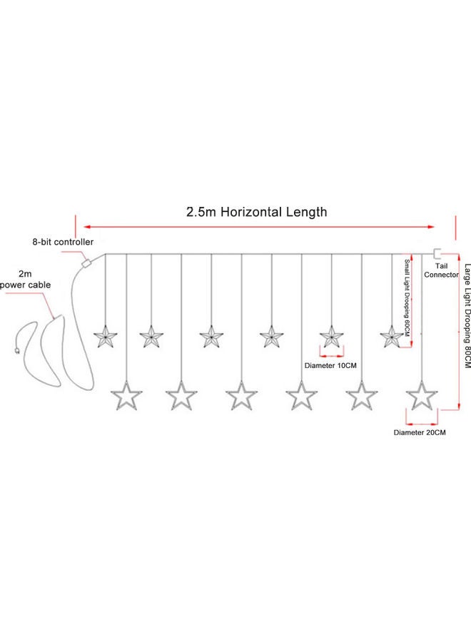 Star Shape Pentacle Curtain LED Light Blue  - Image 3
