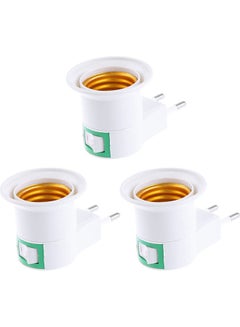 Generic 3-Piece EU Plug to E26/E27 for Adapter LED Light Bulb White  - Image 1