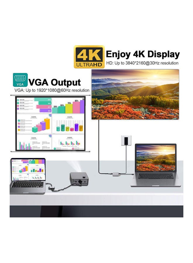 4-IN-1 Hub VGA Adapter Grey - Image 4