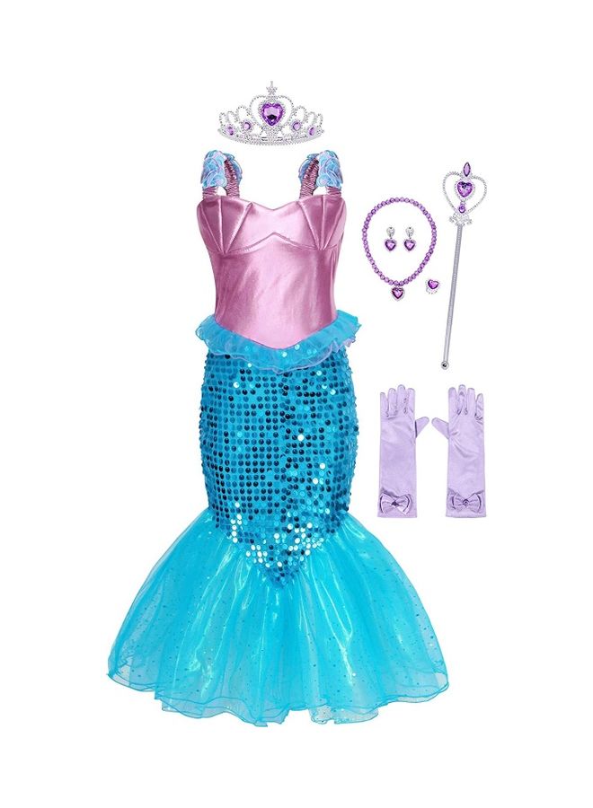 XiuWoo Princess Mermaid Dress with Jewellery Set 130cm - Image 1