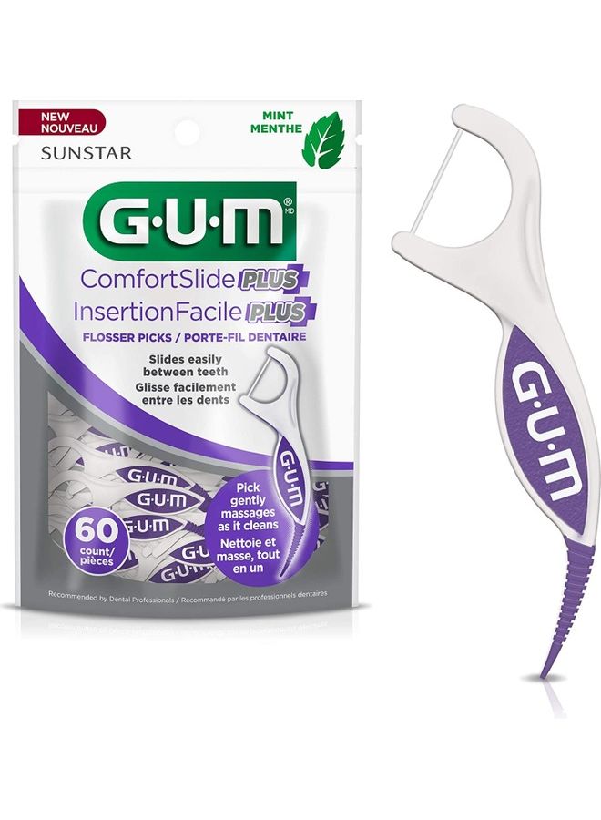 Gum Comfort Slide Plus Flosser Picks - 60 Pieces - Image 1