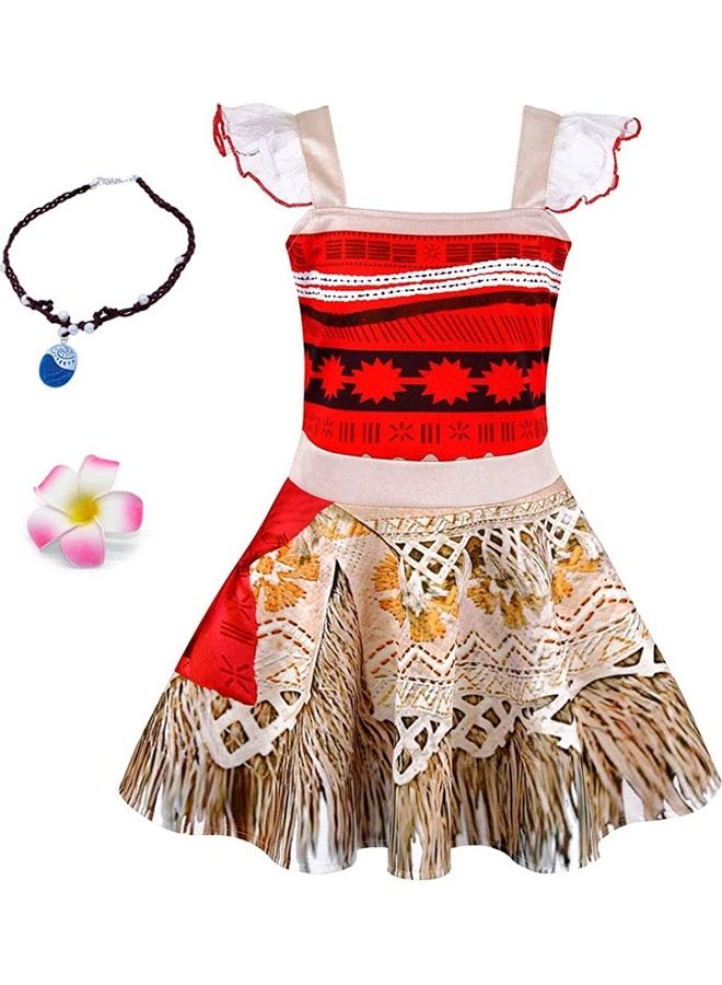 XiuWoo 2-Piece Princess Costume with Necklace and Head Flower 100cm - Image 1