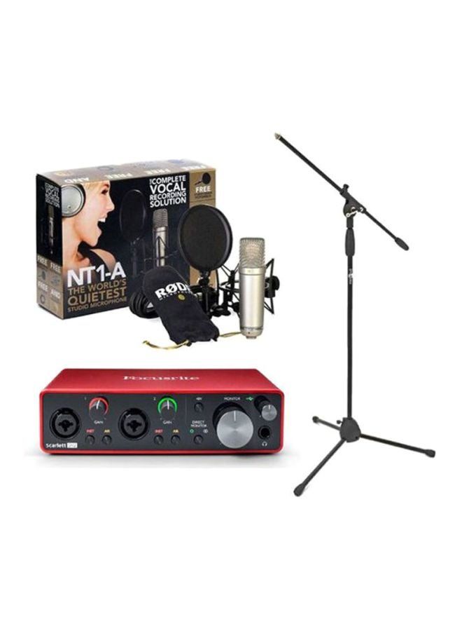 RODE - Microphone Rode NT1-A, Focusrite Scarlett 2i2 3rd Gen AIR And Stand 5607488133 Red/Black/Silver - Image 1