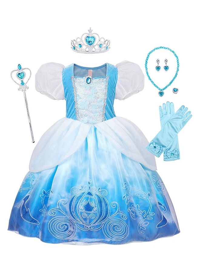 XiuWoo 7-Piece Princess Cosplay Costume And Accessory Set 130cm - Image 1