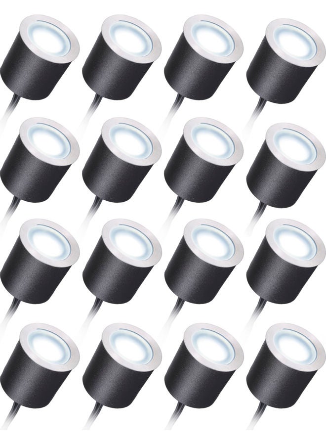 مجموعة مصابيح LED مضادة للماء بمعيار IP67 تعمل بجهد منخفض ومزودة بإضاءة LED ومكونة من 16 قطعة أبيض  - Image 1