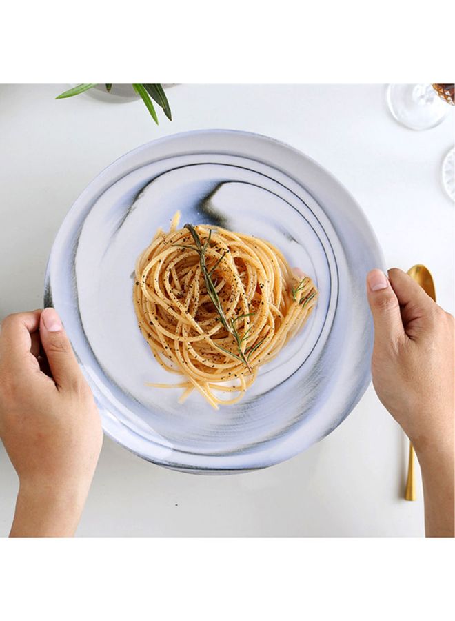 Sharpdo Gilded Shallow Dinner Plate White/Blue/Black 10inch - Image 1