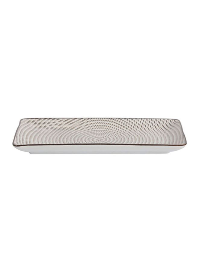 Sharpdo - Rectangular Dinner Plate Brown/White 24.5x11.5x2cm - Image 1