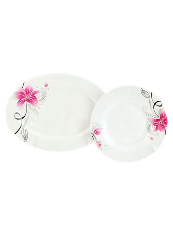 Royalford 45-Piece Dinner Set White/Pink/Black - Image 2