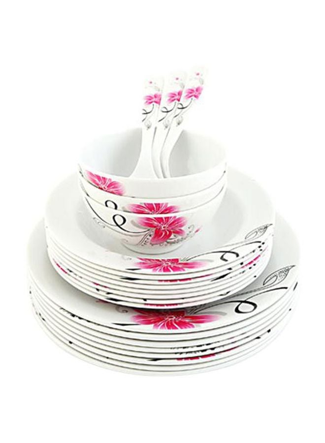 Royalford 45-Piece Dinner Set White/Pink/Black - Image 3