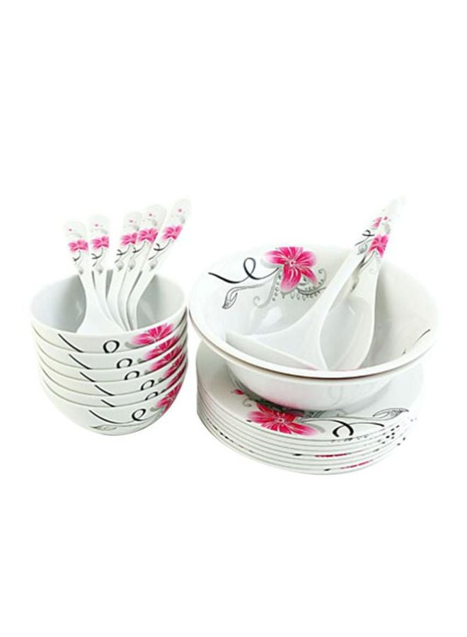 Royalford 45-Piece Dinner Set White/Pink/Black - Image 4