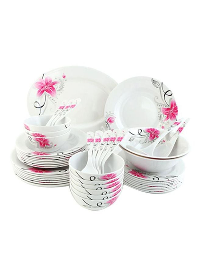 Royalford 45-Piece Dinner Set White/Pink/Black - Image 5