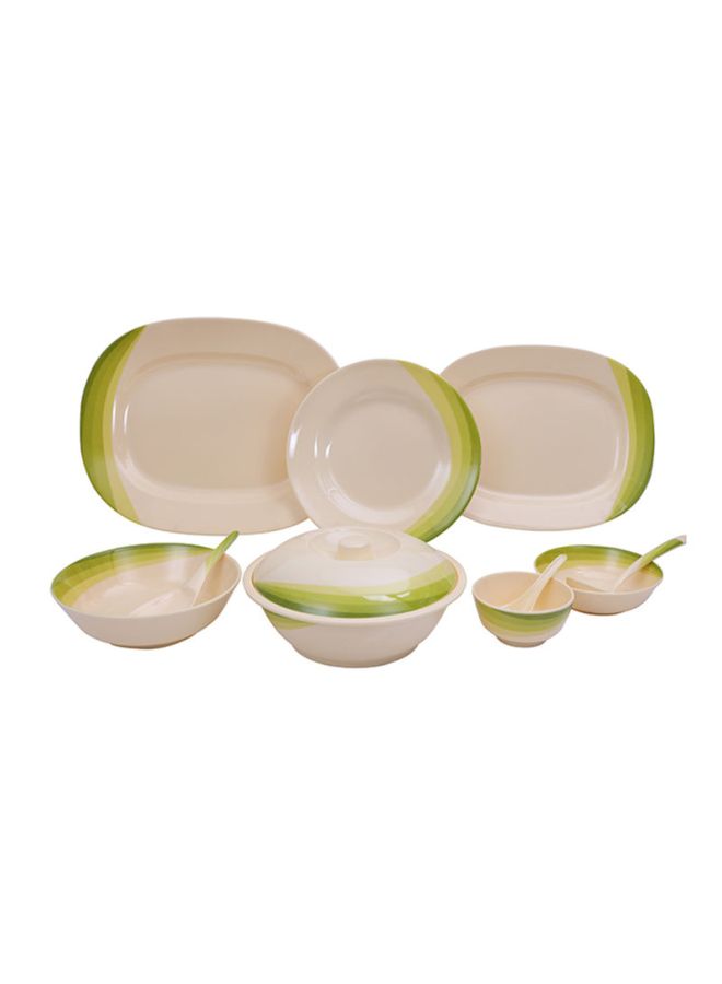 64 Piece Melamineware Dinner Set RF8101 Oval Plates Dinner Plates Dessert Plates Round Bowls Soup Bowls Rice Spoons and Spoons Beige/Green 47X29.5X29.3cm - v1615640339/N23197340A_2