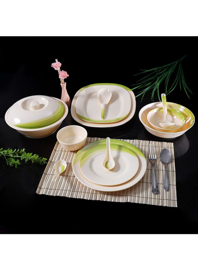 64 Piece Melamineware Dinner Set RF8101 Oval Plates Dinner Plates Dessert Plates Round Bowls Soup Bowls Rice Spoons and Spoons Beige/Green 47X29.5X29.3cm - v1615640339/N23197340A_5