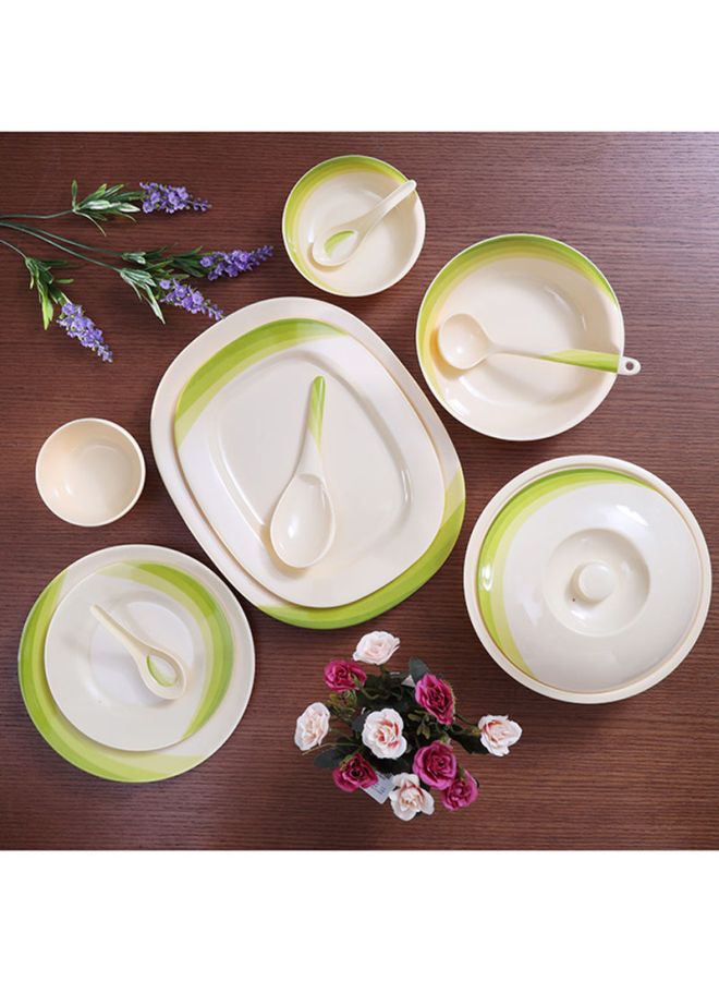 64 Piece Melamineware Dinner Set RF8101 Oval Plates Dinner Plates Dessert Plates Round Bowls Soup Bowls Rice Spoons and Spoons Beige/Green 47X29.5X29.3cm - v1615640339/N23197340A_6