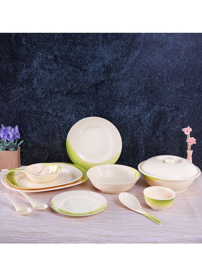 64 Piece Melamineware Dinner Set RF8101 Oval Plates Dinner Plates Dessert Plates Round Bowls Soup Bowls Rice Spoons and Spoons Beige/Green 47X29.5X29.3cm - v1615640339/N23197340A_7