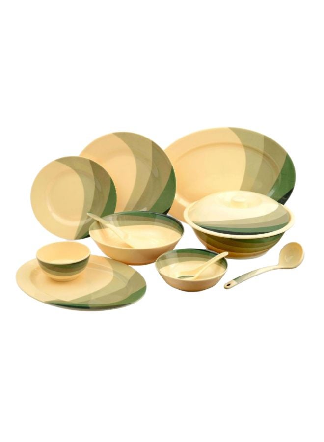 رويال فورد طقم عشاء بتصميم مضلع من 64 قطعة بيج / أخضر 34 x 34 x 28سم