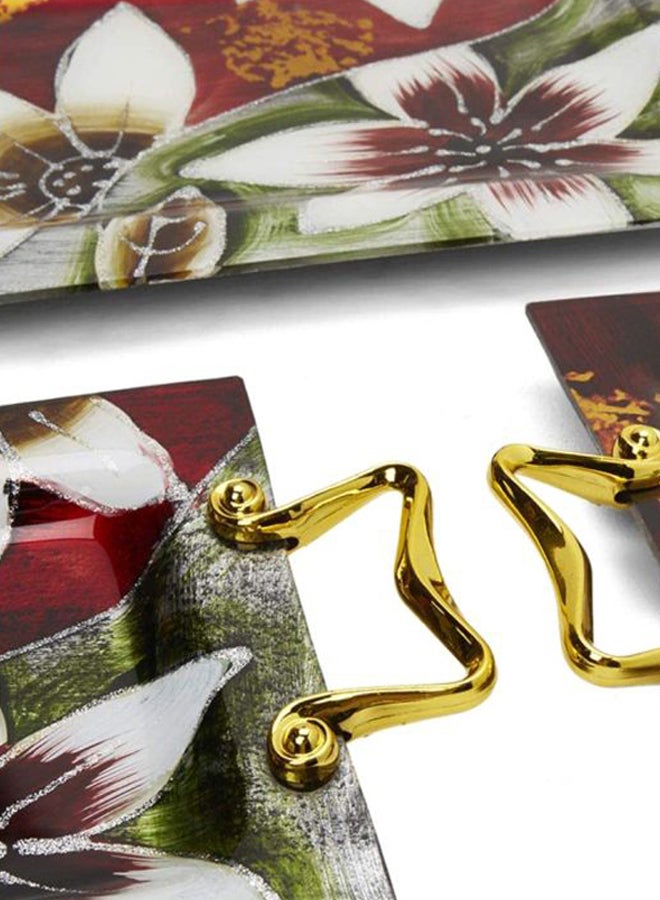 Silver Tag - 3-Piece Tray Set White/Red/Green Big (Large size 47 x 29  x 3)  (Medium size  42 x 24.5 x 3 ) ( Small size  37 x 20.9 x 3 )cm - Image 1
