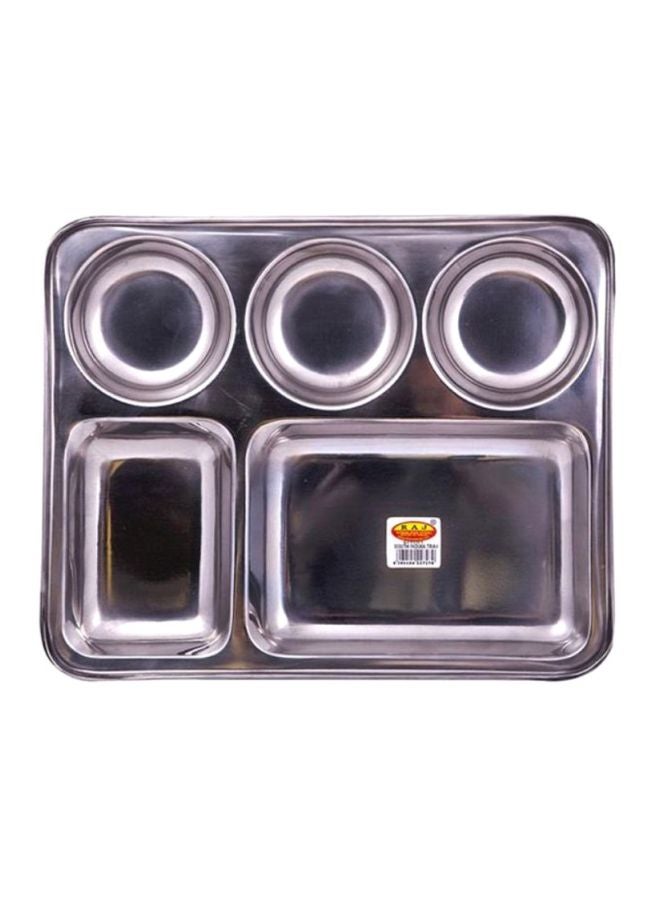 RAJ Round Compartment Tray Silver 33.5cm 