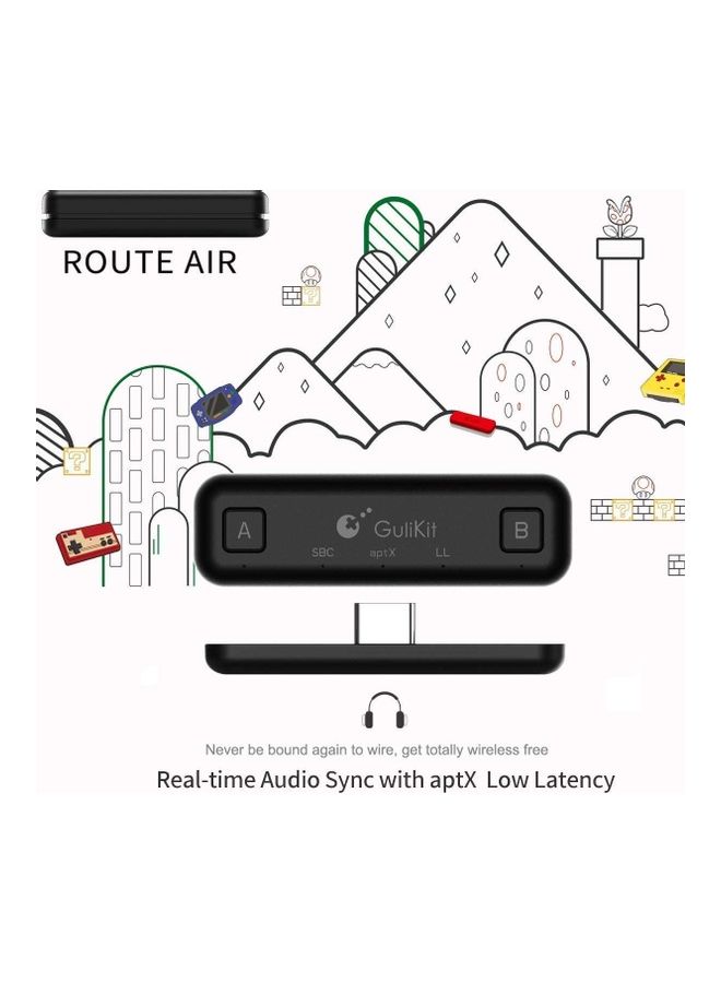 Gulikit Route Air Switch Bluetooth Audio Transmitter With APTX Low Latency Black