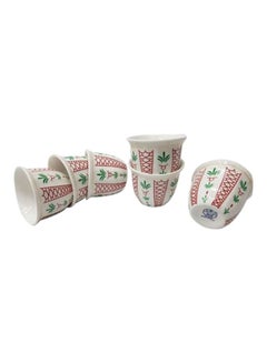 12-Piece Arabic Coffee Cup Set White/Red/Green
