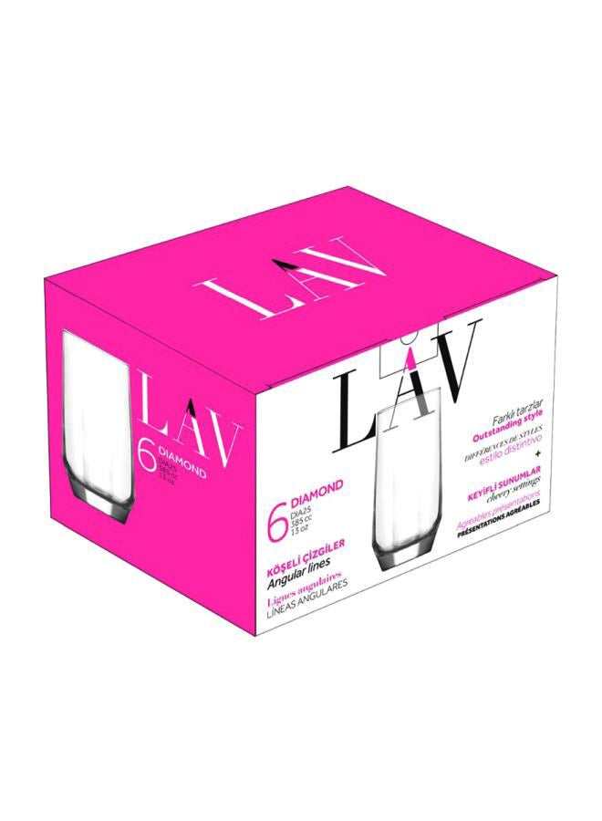 LAV 6-Piece Diamond Soft Drink Glass Set Clear  - Image 3