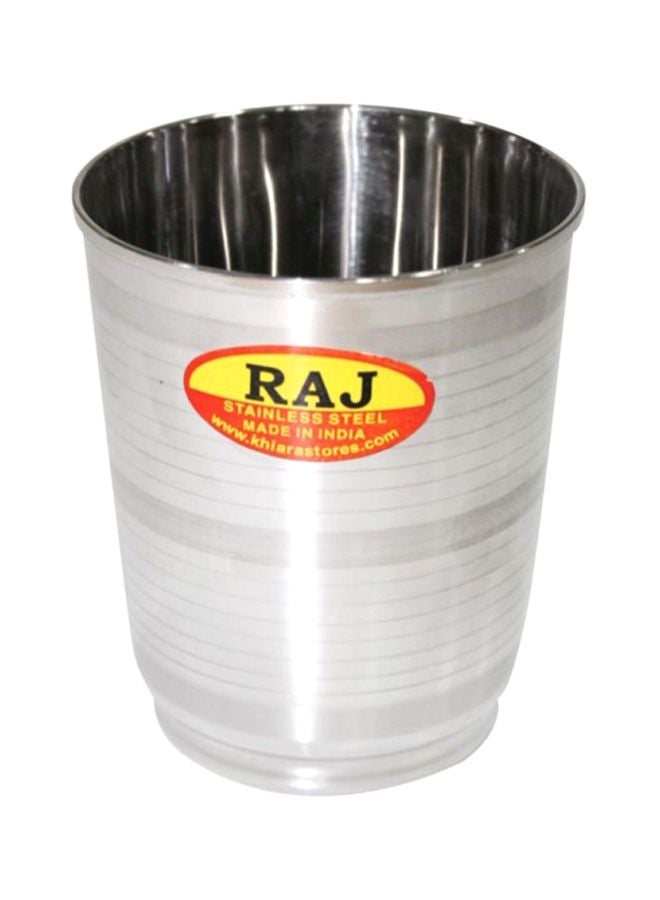 RAJ Stainless Steel Stripe Design Glass Silver 8x9.5cm 