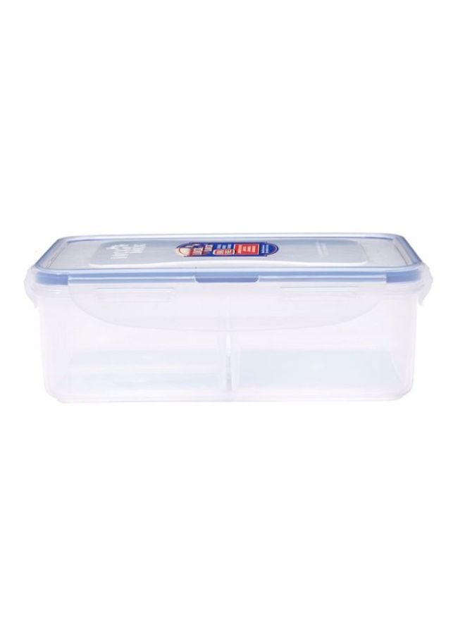 لوك اند لوك علبة طعام مستطيلة مع قسمين قابلين للإزالة شفاف/أزرق 20.5x13.4x6.9سم - Image 1