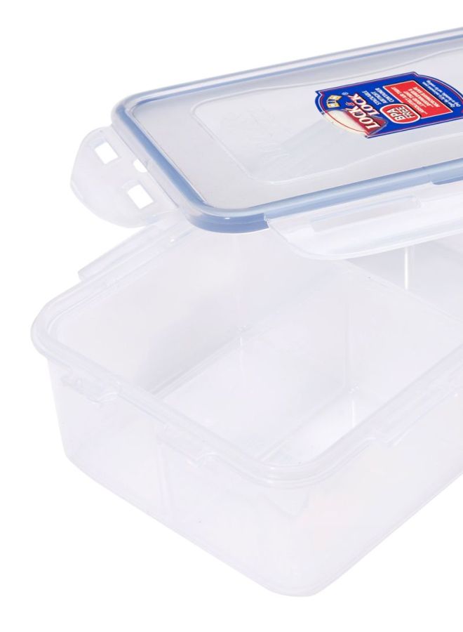 لوك اند لوك علبة طعام مستطيلة مع قسمين قابلين للإزالة شفاف/أزرق 20.5x13.4x6.9سم - Image 3