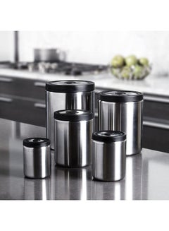 OXO 5 Piece Presstop Canister Set Silver/Black 15.24cm  - Image 2