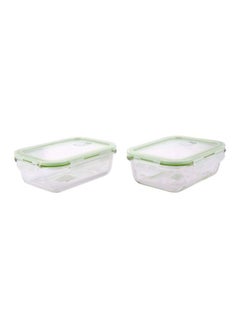 Royalford 2Pcs Airtight Container Heat Resistant Borosilicate Glass 2X600Ml 169X124X54Mm Multicolor Assorted  - Image 1