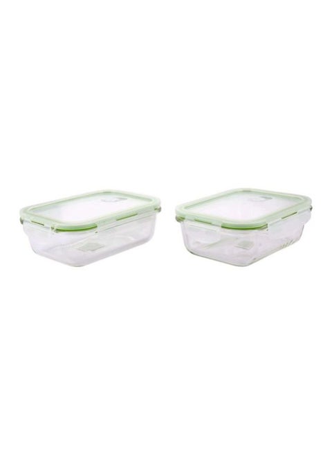 2Pcs Airtight Container Heat Resistant Borosilicate Glass 2X600Ml 169X124X54Mm Multicolor Assorted
