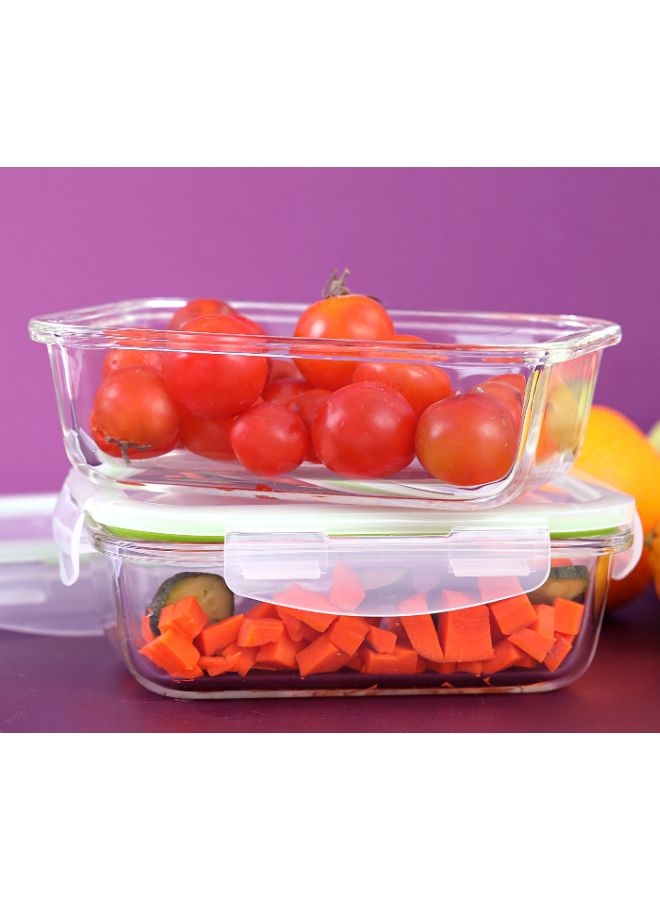 2Pcs Airtight Container Heat Resistant Borosilicate Glass 2X600Ml 169X124X54Mm Multicolor Assorted