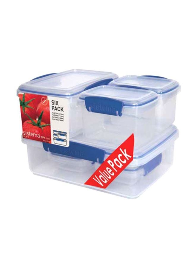 sistema 6-Piece Klip It Food Container Set Clear/Blue Food Container 2, Food Container 1, Food Container 2x400, Food Container 2x400mm