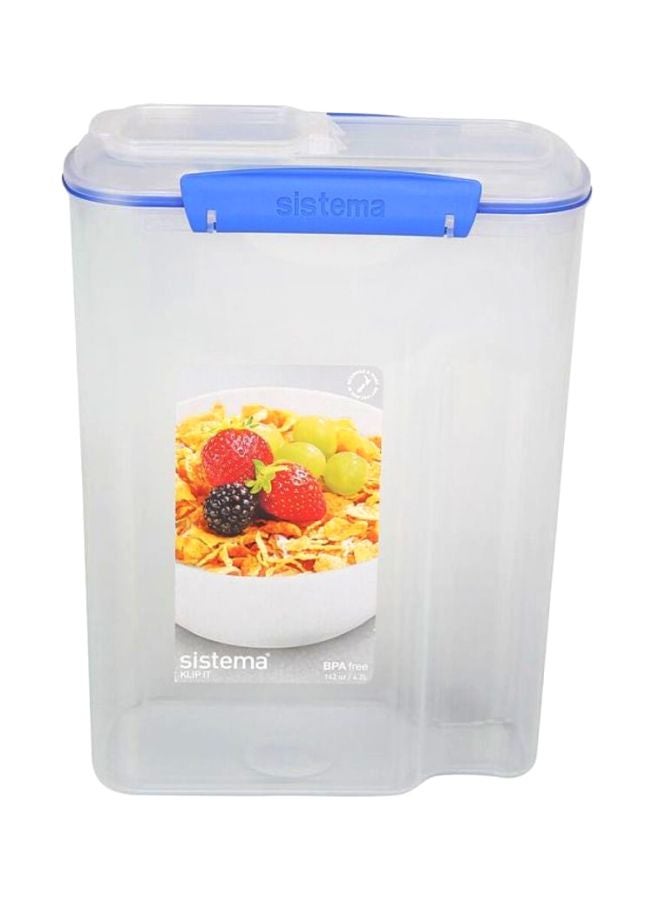 علبة طعام كليب إت لحفظ الحبوب شفاف/أزرق 4.2لترات
