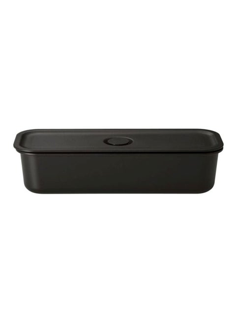 Lunch Box Food Storage Container With Valve Black 5.5x21x7.5cm