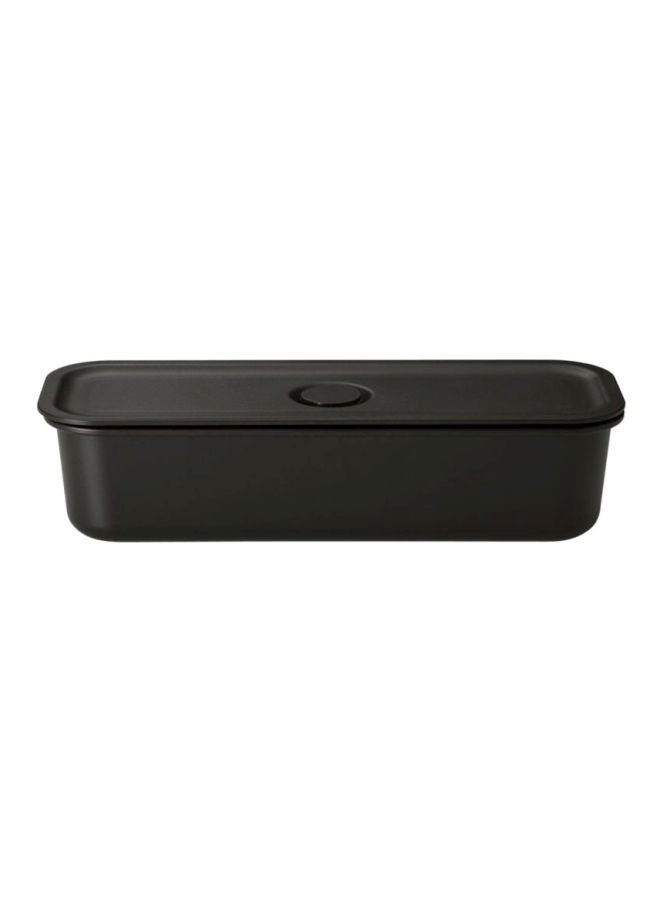 Lunch Box Food Storage Container With Valve Black 5.5x21x7.5cm