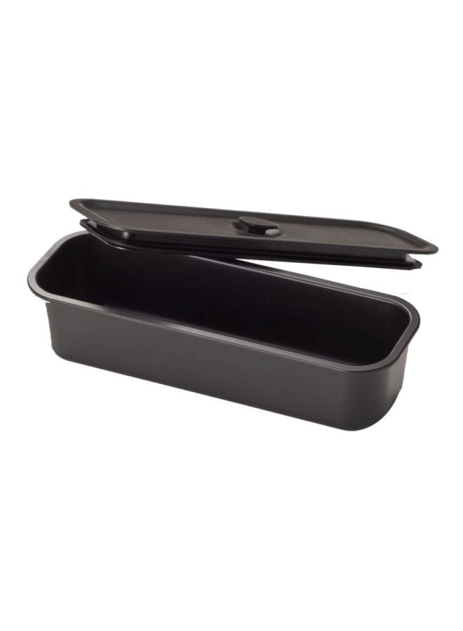 Lunch Box Food Storage Container With Valve Black 5.5x21x7.5cm