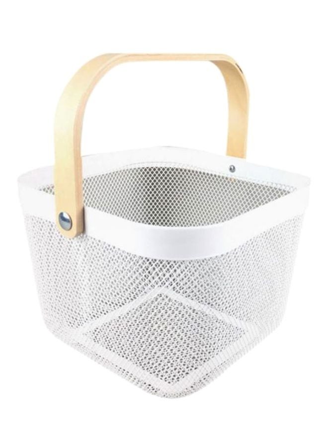 ALBERTO Coated Storage Basket With Handle White/Beige 25x25x17cm