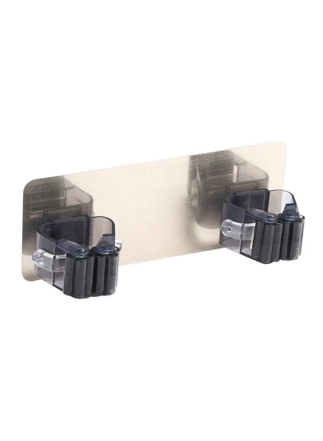 Beauenty Wall Mounted Mop Rack Silver/Black 18x7x5cm - Image 1