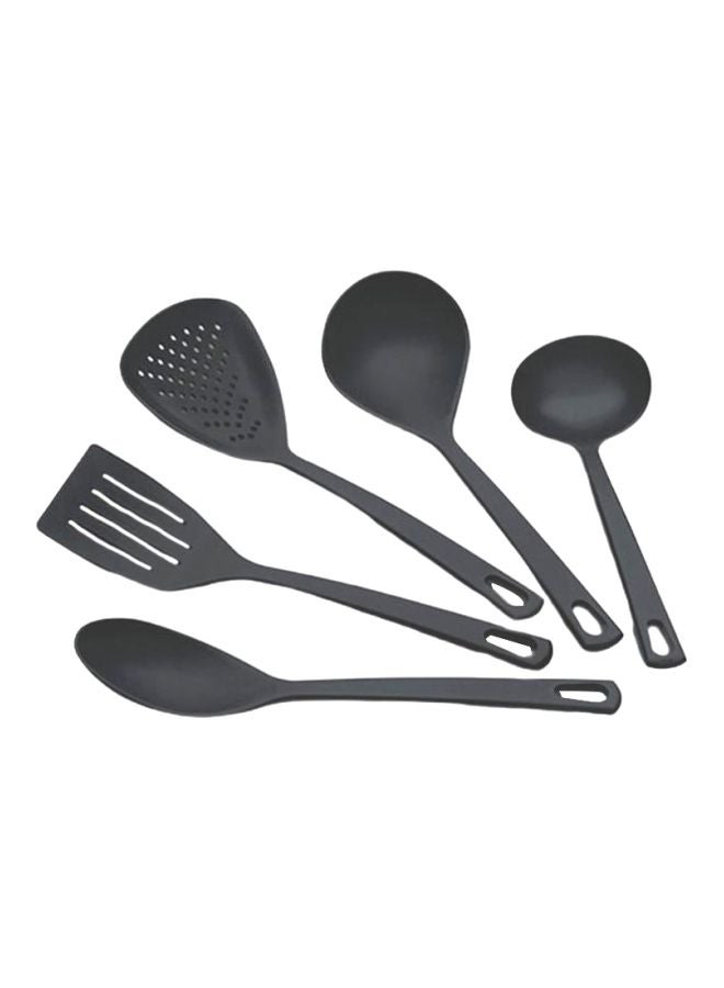 TRAMONTINA 5-Piece Cooking Utensil Set Black Spatula (36x8x3.5), Ladle (36x9x6.5), Spoon (29x5.5x8)cm 
