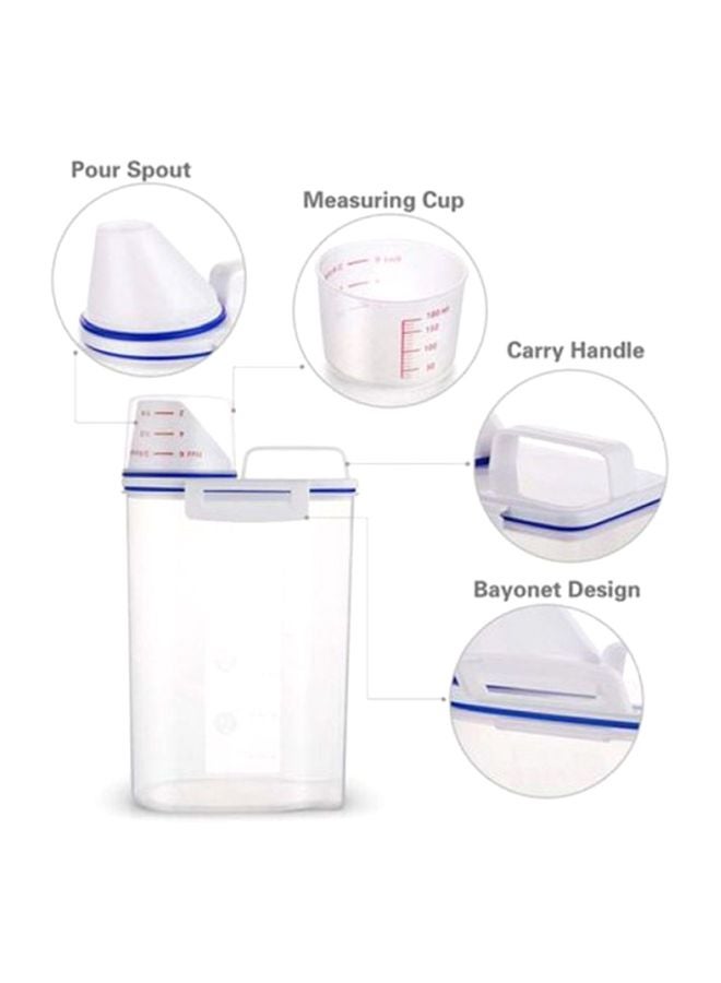 MARGOUN - Rice And Cereal Storage Container With Measuring Cup Clear/Blue 23.5x16.5x11cm - Image 1