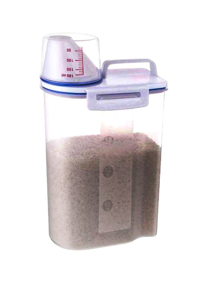 MARGOUN - Rice And Cereal Storage Container With Measuring Cup Clear/Blue 23.5x16.5x11cm - Image 1