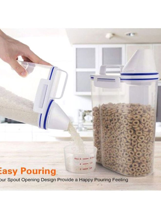 MARGOUN - Rice And Cereal Storage Container With Measuring Cup Clear/Blue 23.5x16.5x11cm - Image 1