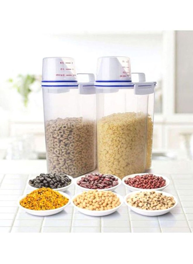 MARGOUN - Rice And Cereal Storage Container With Measuring Cup Clear/Blue 23.5x16.5x11cm - Image 1