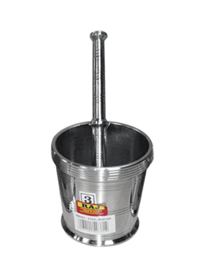 RAJ - Stainless Steel Mortar And Pestle Silver 7.5x8cm - Image 1