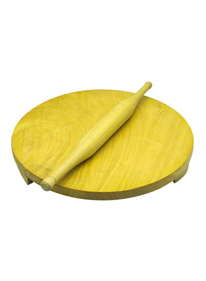 RAJ - Rolling Pin Set With Chakla Table Beige 11inch - Image 1