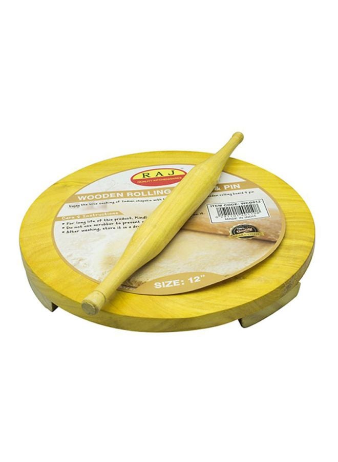 RAJ - Rolling Pin Set With Chakla Table Beige 11inch - Image 1