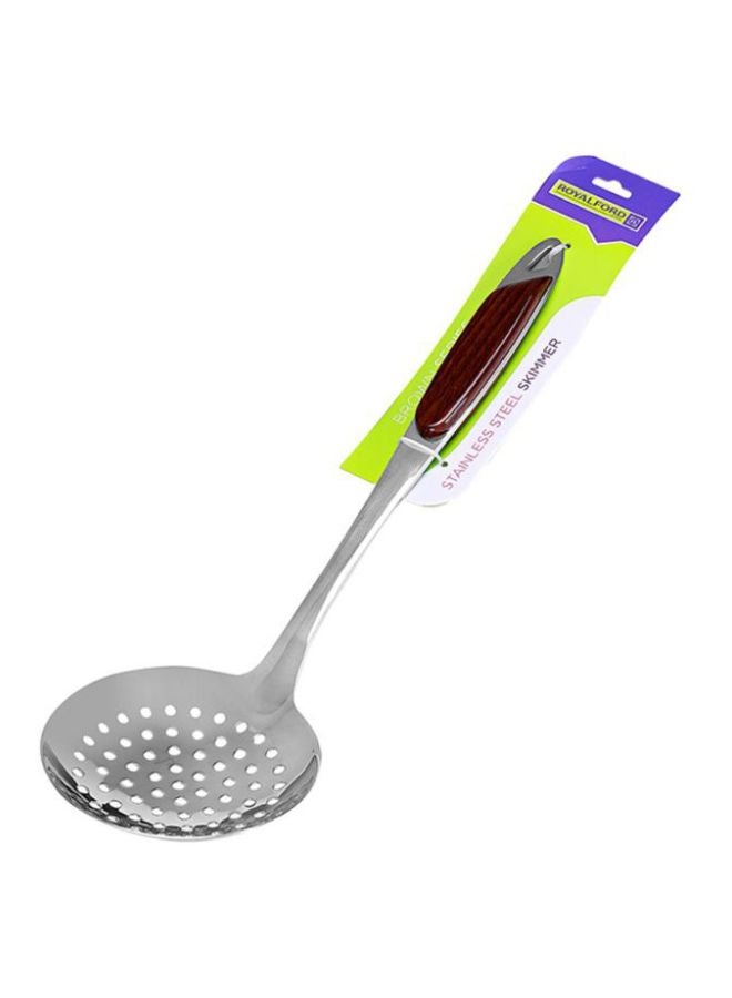 Royalford Steel Skimmer Silver With Brown Handle  - Image 2