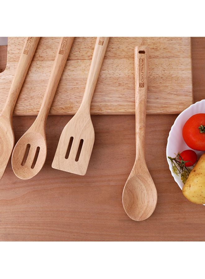 Royalford Rubber Wood Serving Spoon Brown 30x6cm  - Image 2