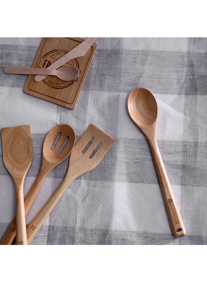 Royalford Rubber Wood Serving Spoon Brown 30x6cm  - Image 3